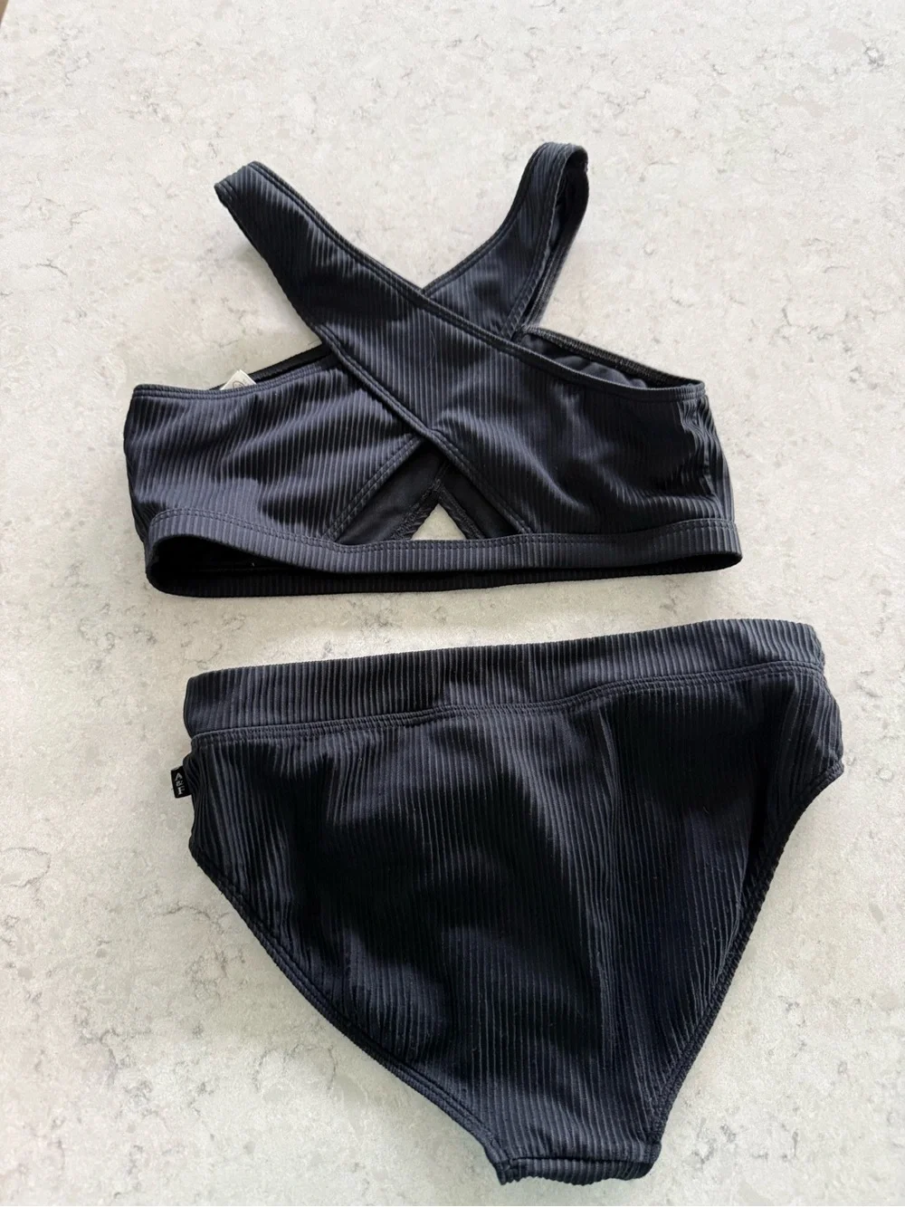 abercrombie kids Black Ribbed Two-Piece Bikini